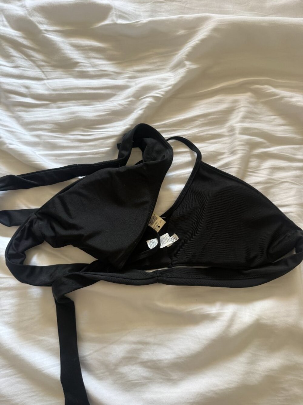 NWT Aerie Black Wrap Front Halter Bikini Top Size M - Picture 7 of 7
